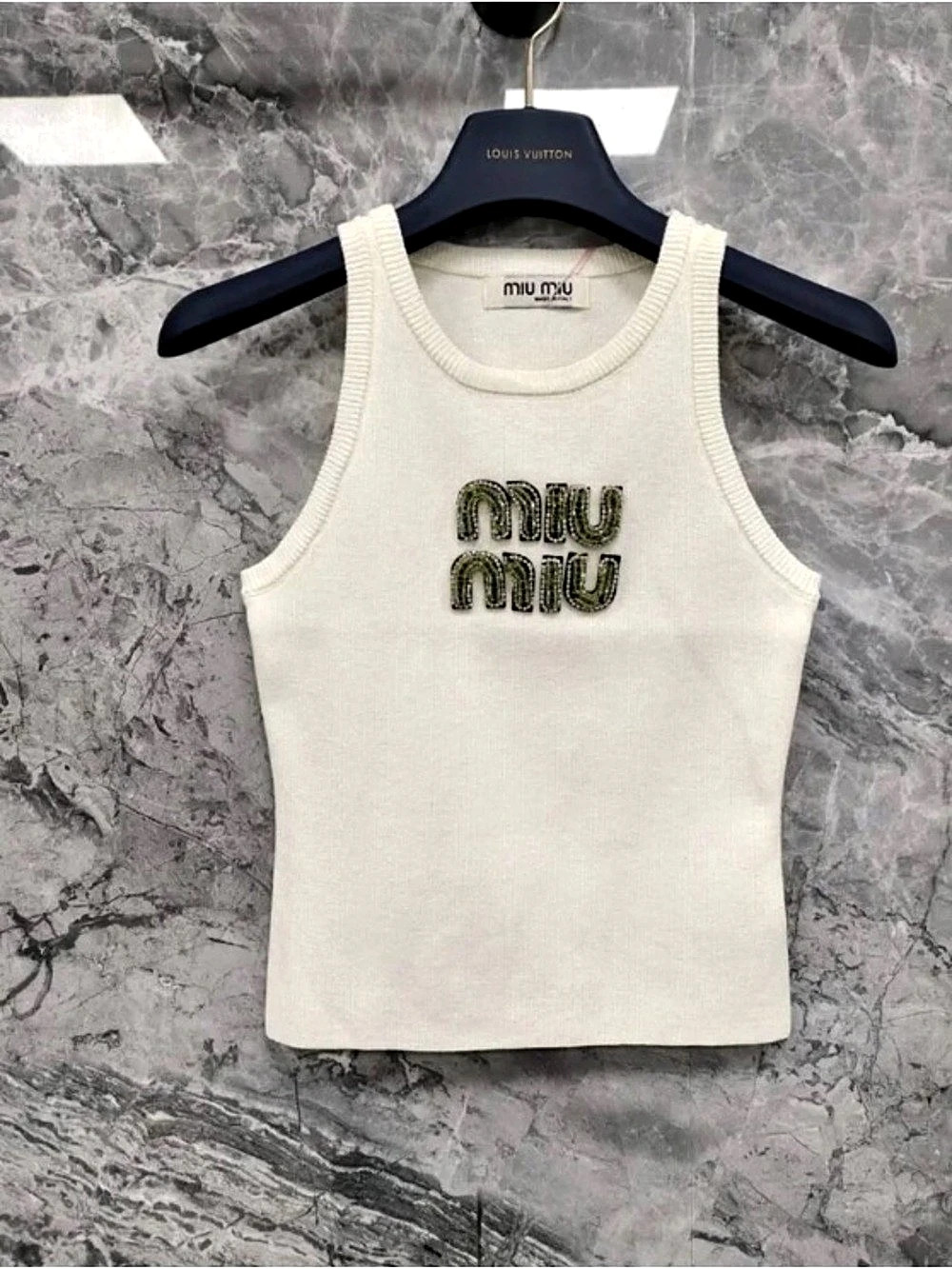 Miu Logo Tank Top in White NWT